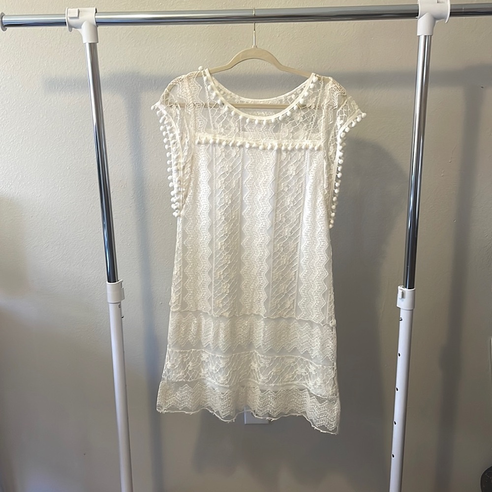 White Lace Dress. Perfect for a Spring Shower or Easter event.